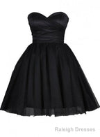 Tulle Little Black Dress, Sweetheart Simple Short Prom Dress