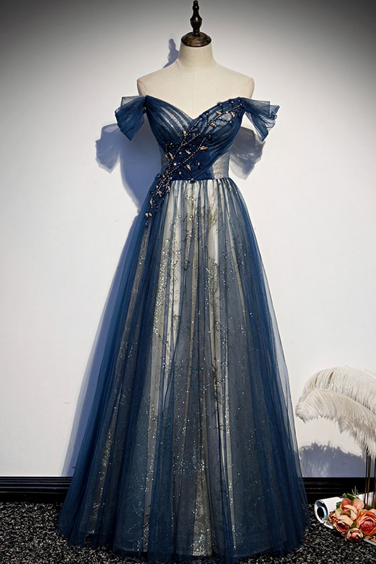 Tulle Long Off Shoulder Evening Dresses Main image