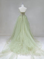 Tulle Long Prom Dress A-Line Green Long Evening Dress