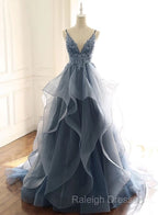 Tulle Long Prom Dress With Spaghetti Straps And Ruffled Floor Length Skirt