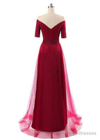 Tulle Off-The-Shoulder Prom Dress With Pleats