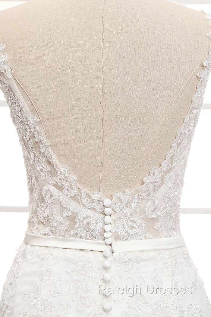 Tulle & Organza Bateau Mermaid Wedding Dresses With Lace Appliques & Belt