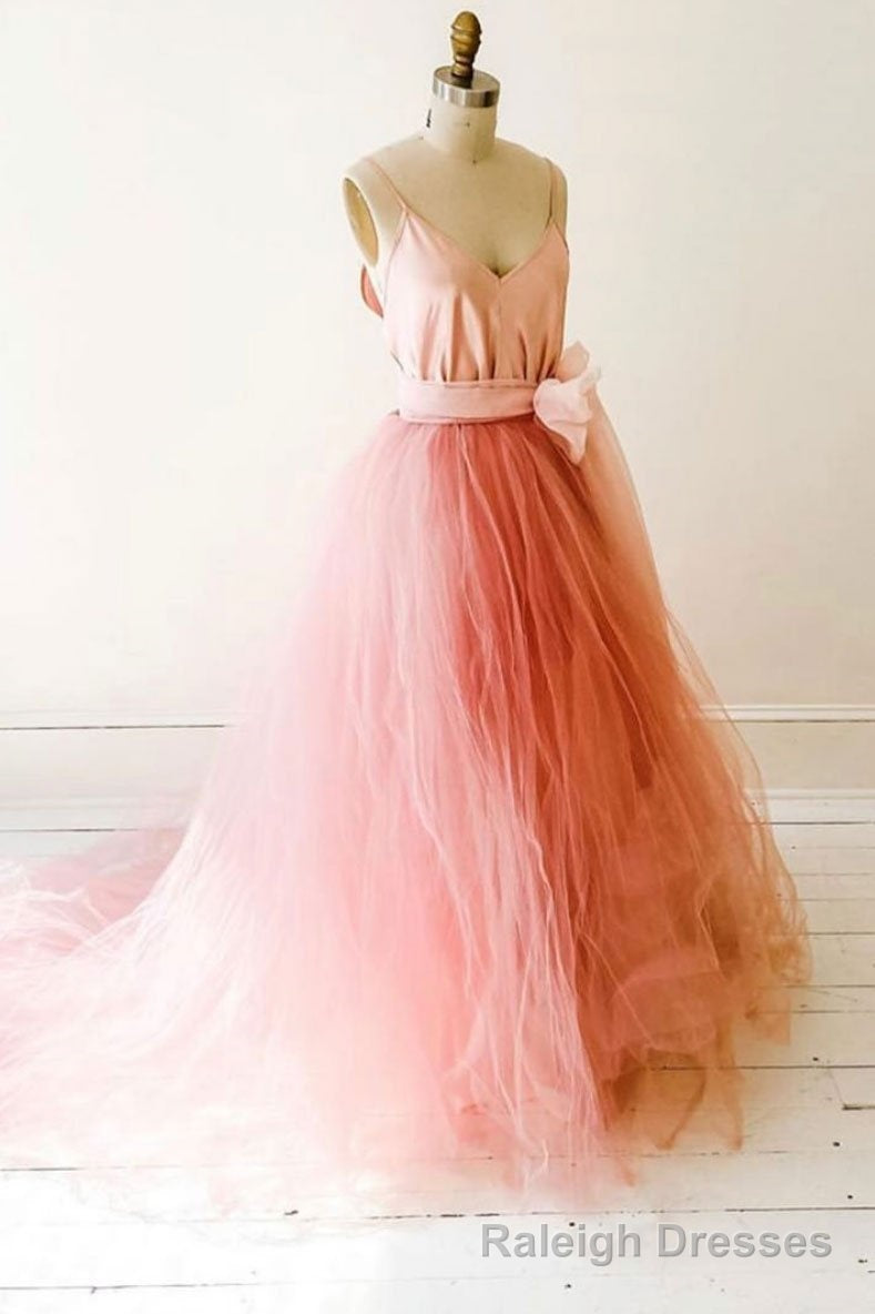 Tulle Princess Long Prom Dress,Formal Dresses A-line V-neck Formal Gown Main image