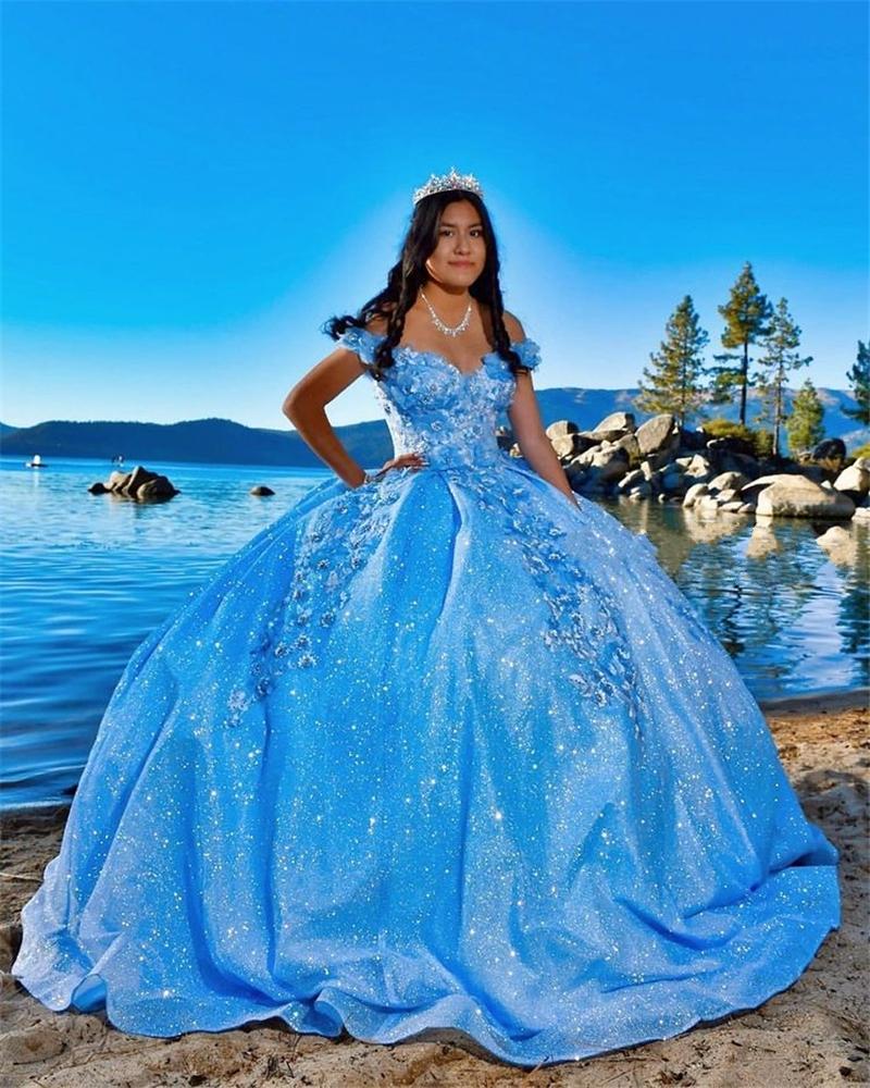 Tulle Princess Off Shoulder Long Prom Dresses Long Strapless Pink Flower Appliqu¨¦S Prom Dresses