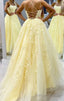 Tulle prom dresses yellow ball Gowns