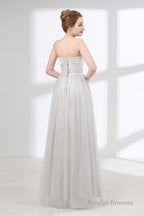 Tulle & Satin Strapless Neckline A-line Bridesmaid Dresses With Bowknot