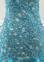 Tulle Scoop Mermaid Evening Dress With Beaded Lace Appliques