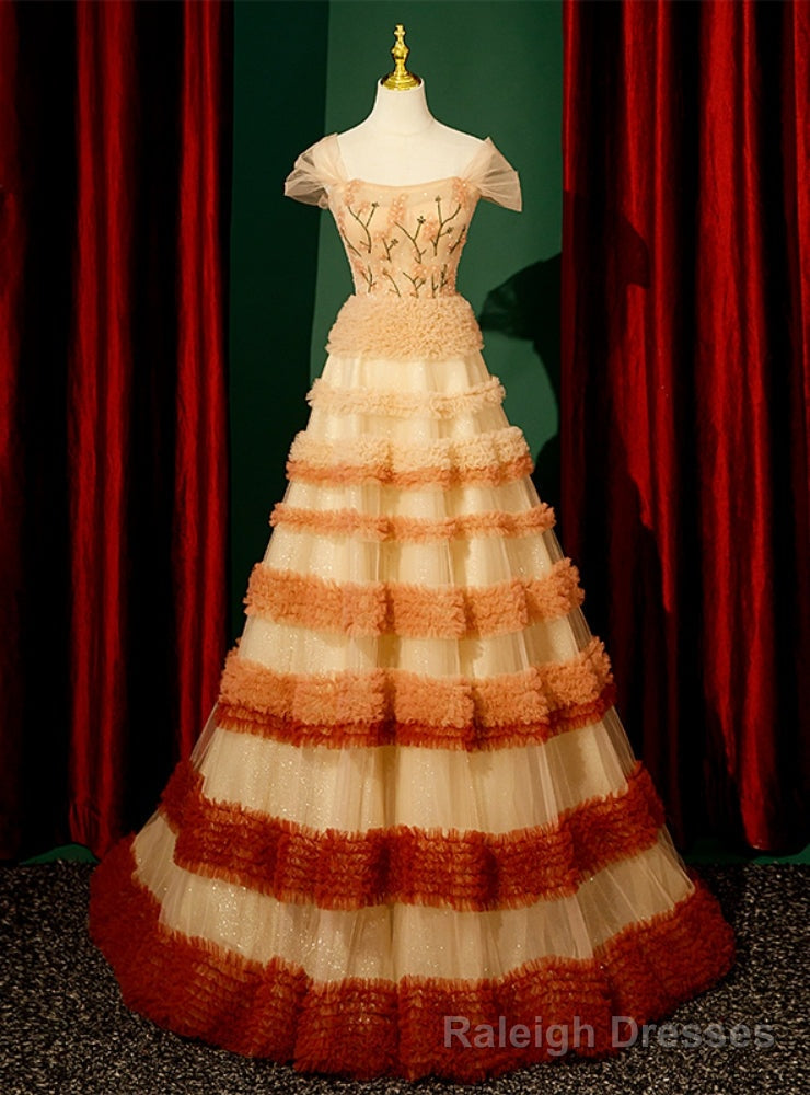 Tulle Sequins Off the Shoulder Beading Prom Dress