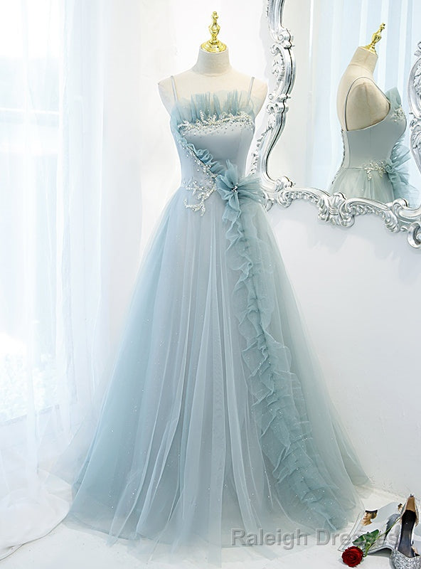 Tulle Spaghetti Straps Beading Prom Dress Main image
