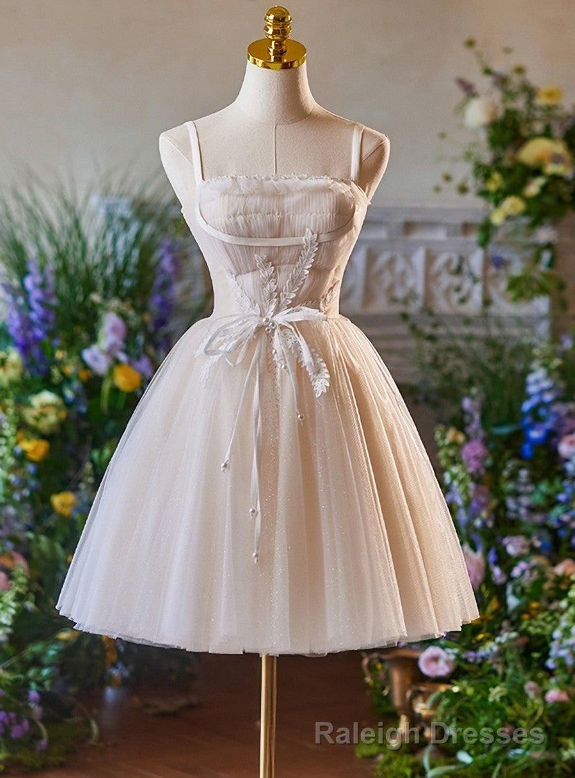 Tulle Spaghetti Straps Pleats Homecoming Dress Main image