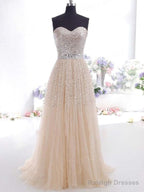 Tulle Sweetheart Sleeveless A-Line Floor-Length With Sequin Dresses