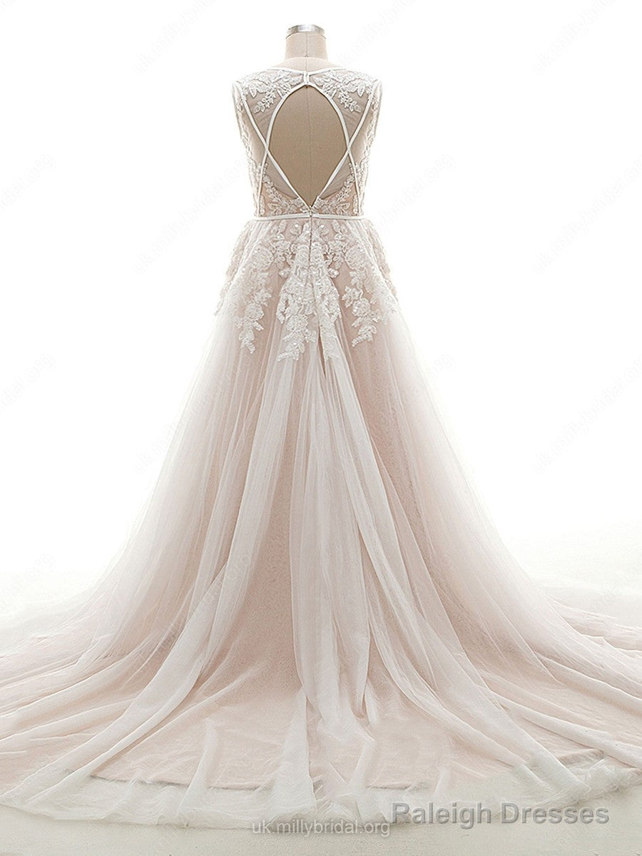 Tulle V-Neck Appliques Lace Wedding Dress Secondary image