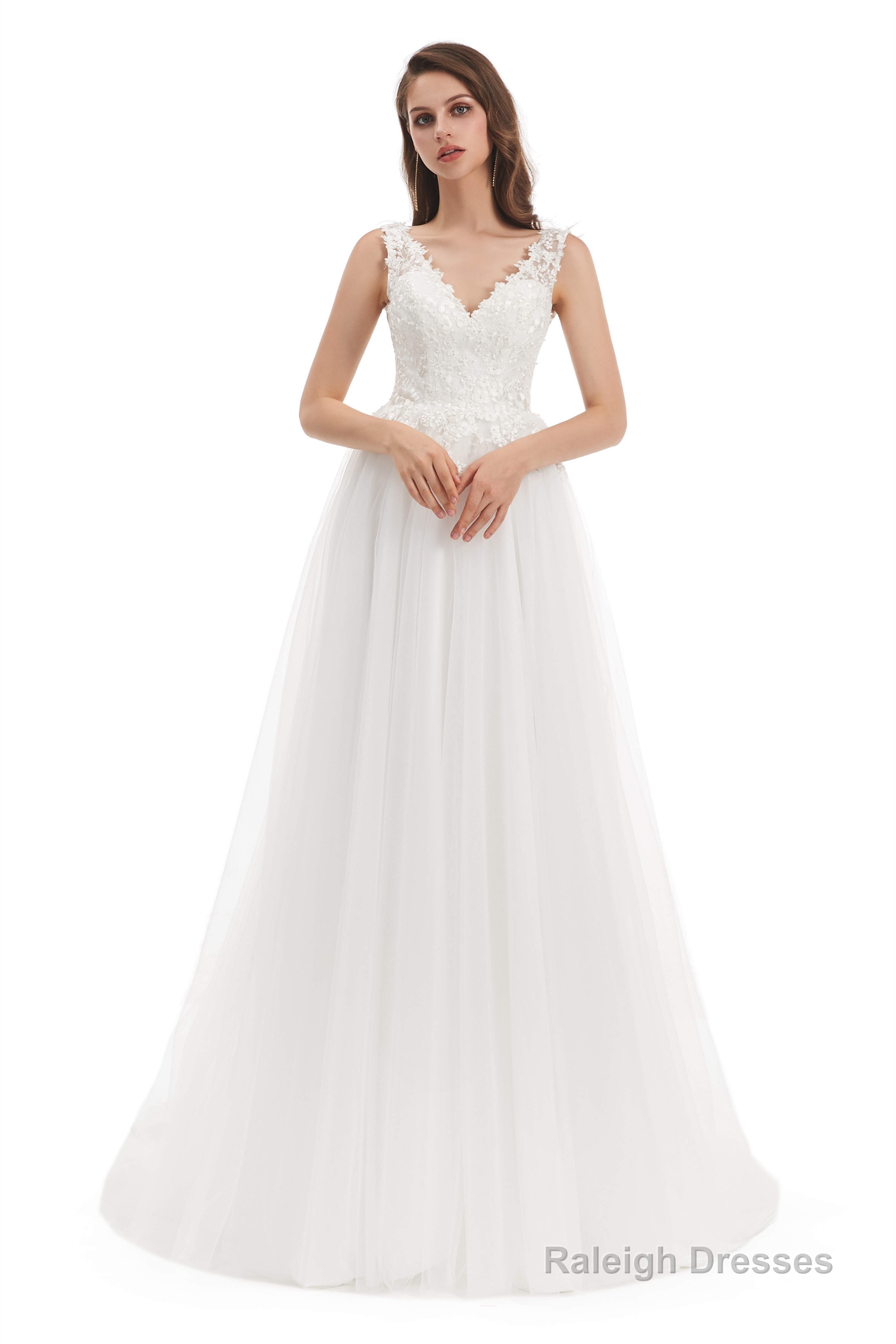 Tulle V-neck Appliques Wedding Dresses Secondary image