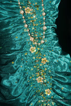 Turqoise Mermaid Halter Satin Beaded Prom Dresses Long Retro V-Neck Rhinestone Prom Gowns