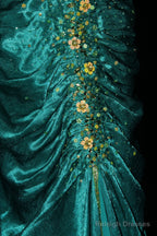 Turqoise Mermaid Halter Satin Beaded Prom Dresses Long Retro V-Neck Rhinestone Prom Gowns