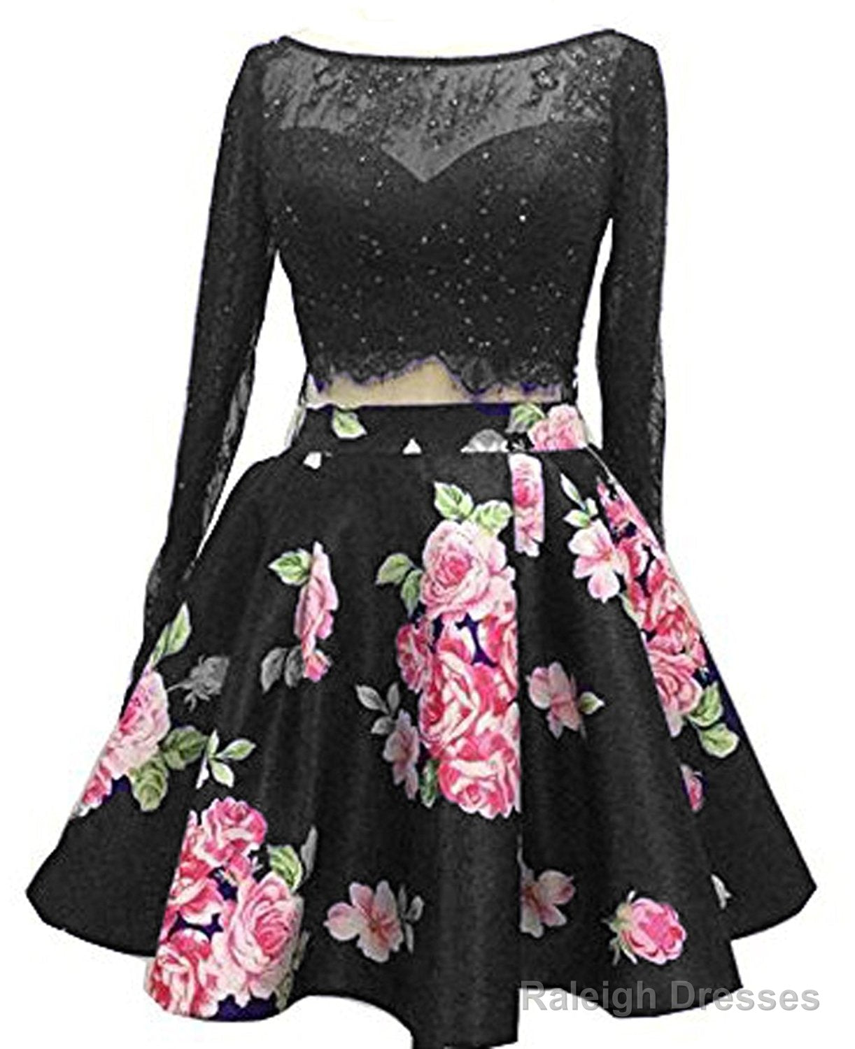 Two Piece Floral Cocktail Party Dress Main image