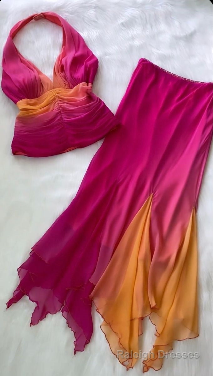 Two Piece Long Prom Dresses, New Prom Dresses