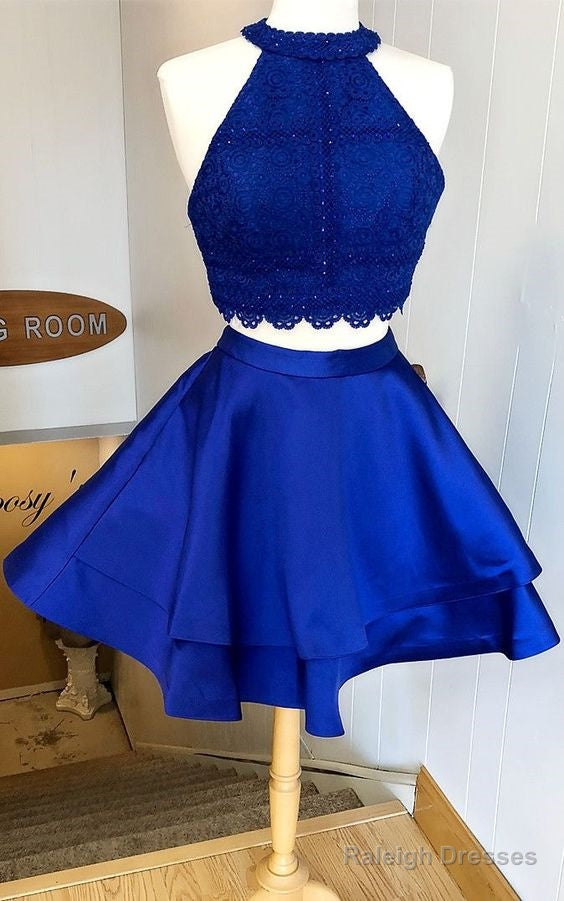 Two Piece Royal Blue Homecoming Dress