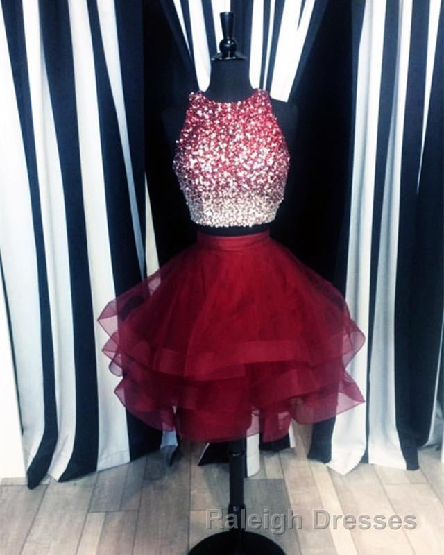 Two Piece Ruffles Ball Gown Homecoming Dress Navy Blue Semi Prom Dresses Secondary image