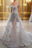 Gray Long Prom Dress with Butterfly, New Arrival Unique Evening Dress