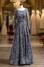 Unique A-line Scoop Long Sleeves Applique With Beading Floor-Length Wedding Dress