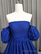Unique Aline Blue Long Prom Dresses, Blue Long Formal Graduation Dresses
