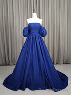 Unique Aline Blue Long Prom Dresses, Blue Long Formal Graduation Dresses