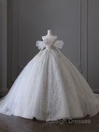 Unique Ball Gown Off The Shoulder Lace Long Sleeves Wedding Dresses Brides Dress