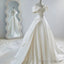Unique Ball Gowns Off The Shoulder Long White Satin Wedding Dress