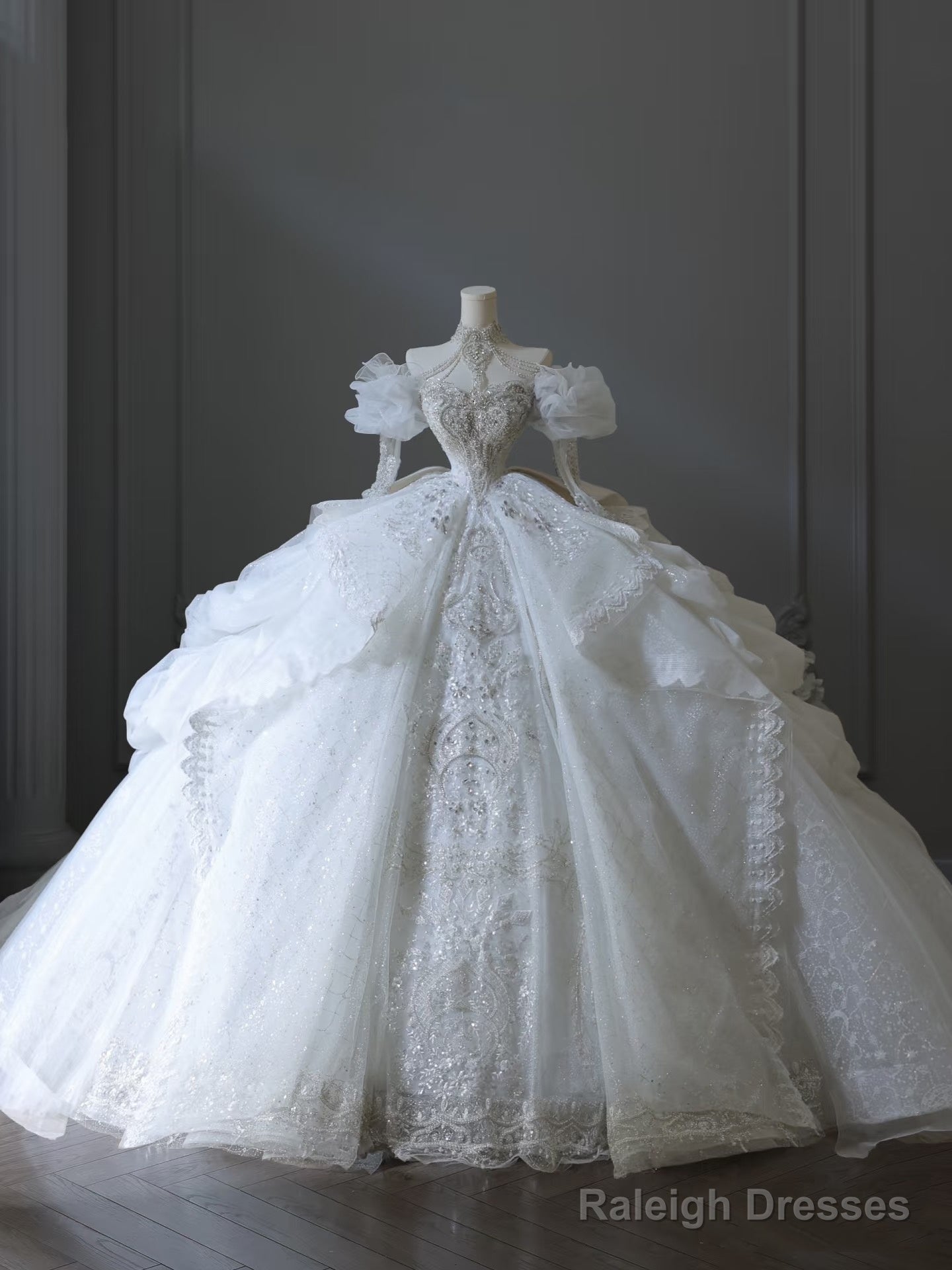 Unique Ball Gowns Off The Shoulder Sequin Long Sleeves Wedding Dress Brides Dresses