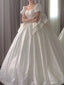 Unique Ball Gowns Square Neckline Short Sleeves Sequin White Wedding Dress Brides Dresses