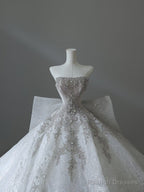 Unique Ball Gown Strapless Sequin Long Wedding Dresses Brides Dress