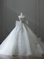 Unique Ball Gowns Strapless Sequin Long Wedding Dress Brides Dresses