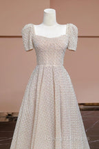 Unique Ball Gown Strapless Short Sleeves Long Wedding Dresses