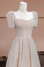 Unique Ball Gown Strapless Short Sleeves Long Wedding Dresses