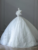 Unique Ball Gowns Strapless Tulle White Long Off The Shoulder Wedding Dress Brides Dresses