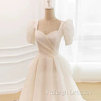 Unique Ball Gowns Sweetheart Short Sleeves Long White Wedding Dresses