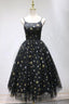 Unique Black Star Printed Tulle Open Back Short Cocktail Dresses Homecoming Dresses
