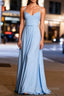 Unique Blue Chiffon Long Bridesmaid Dresses