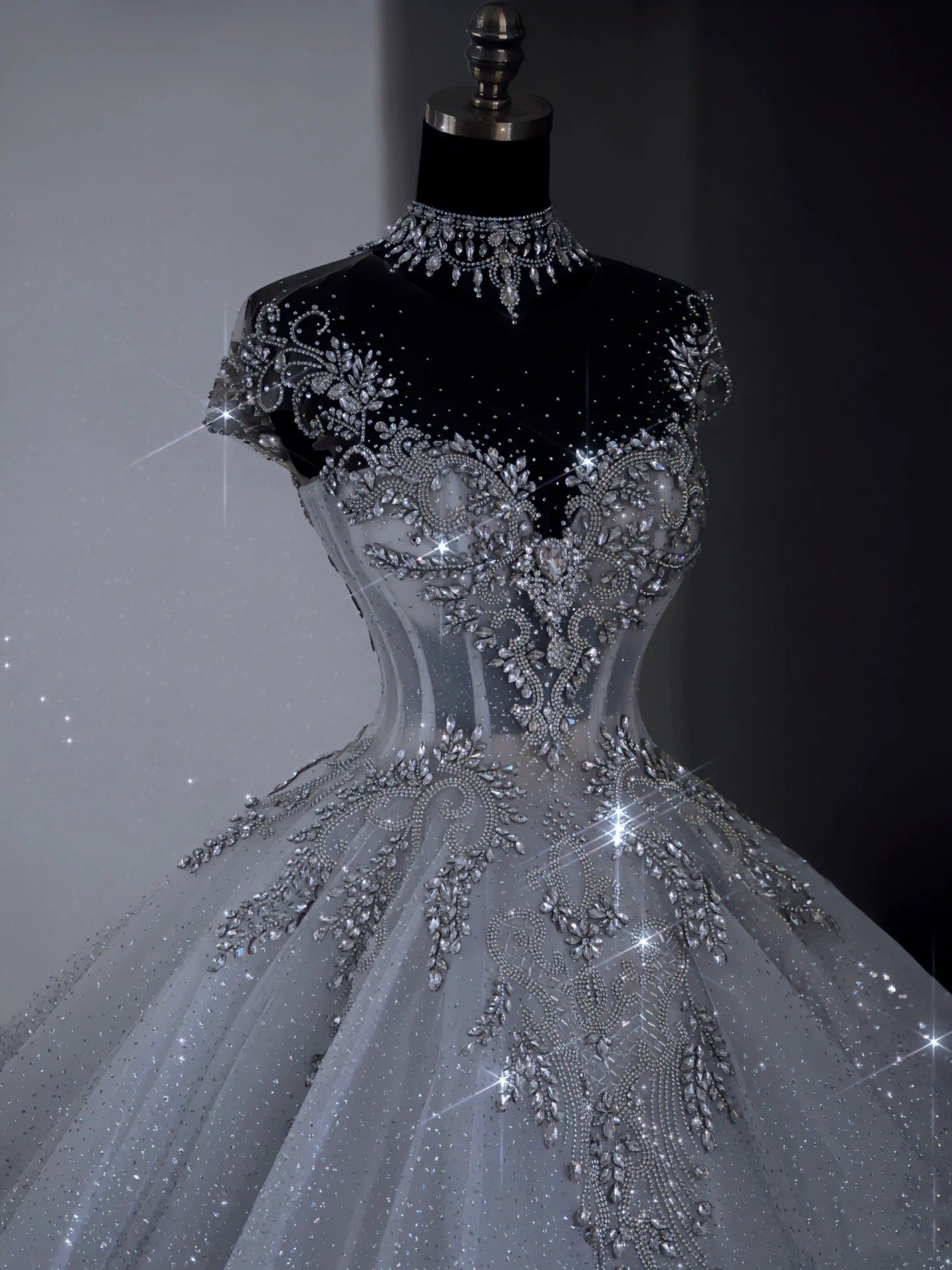 Unique Bridal Dresses Ball Gowns Scoop White Sequin Long Wedding Dress Luxury Bride Dresses Bridal Gown