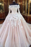 Unique Champagne Lace Tulle Long Wedding Dress, Bridal Dress