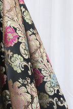 Unique Floral Floor Length Prom Dress, A-Line Black Evening Dress