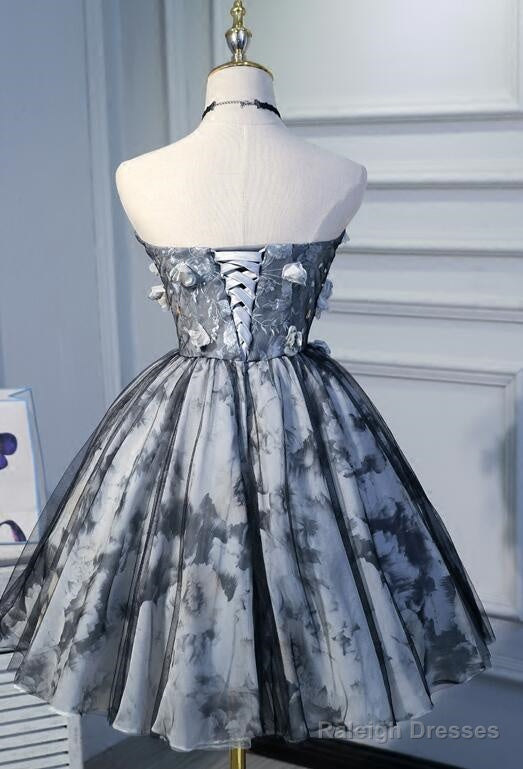 Unique Grey Floral Sweetheart Short Party Dress, Homecoming Dress Secondary image