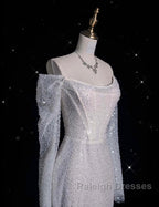 Unique Mermaid Off The Shoulder Long Sleeves Wedding Dress Sequin Brides Dresses