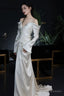 Unique Mermaid Off The Shoulder Pleats Long Sleeves Satin Wedding Dress