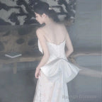 Unique Mermaid Spaghetti Straps Lace Pleats White Ruffles Wedding Dresses