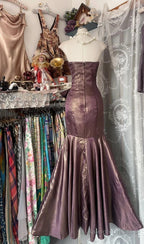 Unique Mermaid Strapless Glitter Satin Ball Dresses Beautiful Birthday Prom Dresses