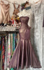 Unique Mermaid Strapless Glitter Satin Ball Dresses Beautiful Birthday Prom Dresses