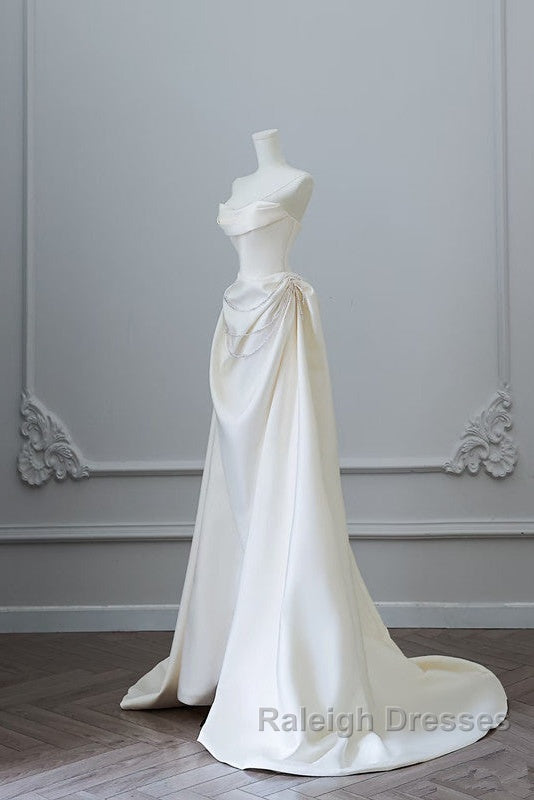 Unique Mermaid Strapless Long Wedding Dresses With Short Sleeves Brides Dress Secondary image