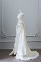 Unique Mermaid Strapless Long Wedding Dresses With Short Sleeves Brides Dress